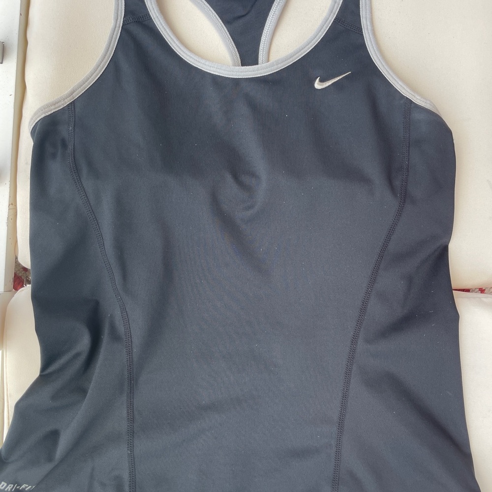 Nike Black and Gray Dri-FIT Tank - Size Medium